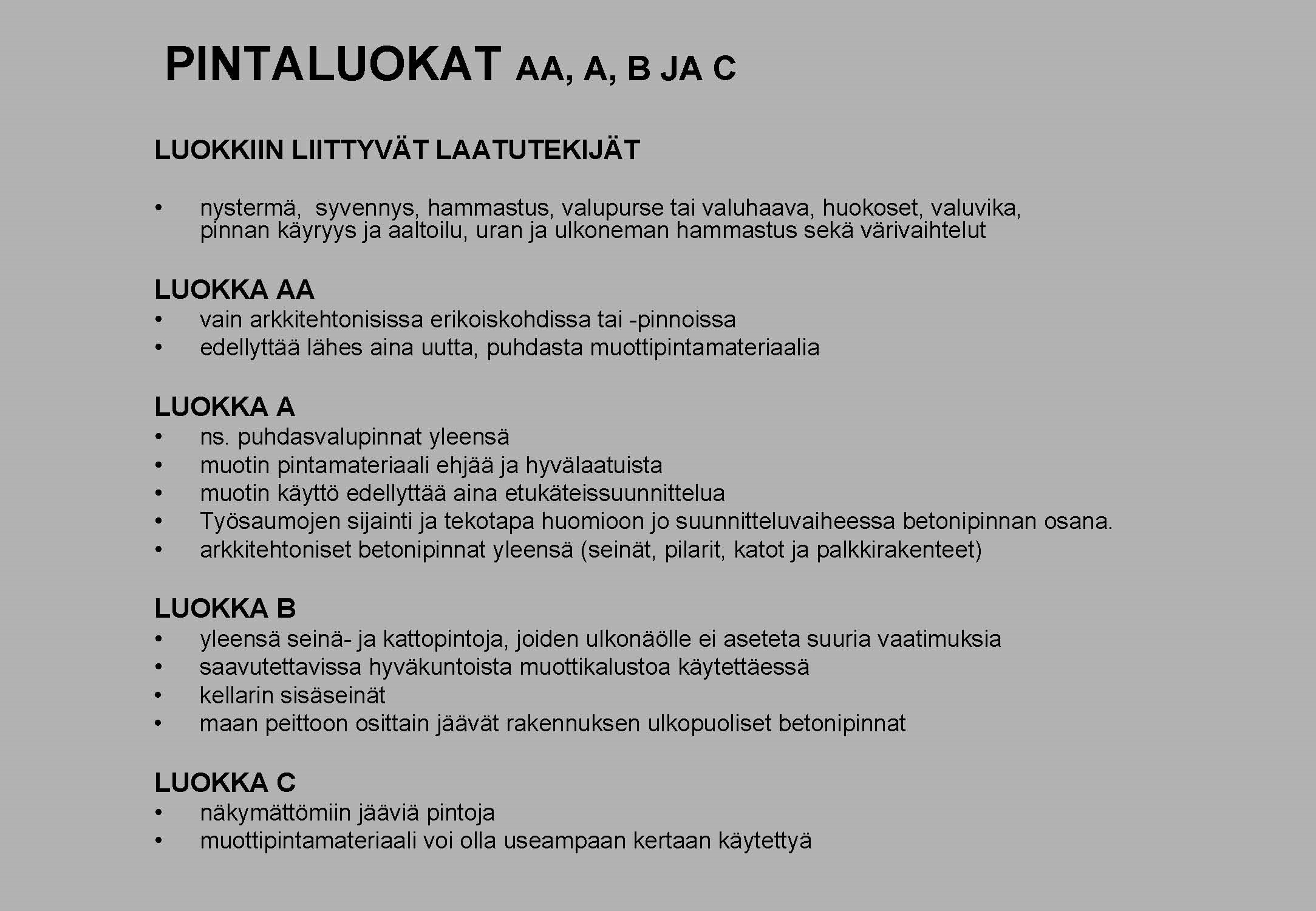 01 Pintaluokat